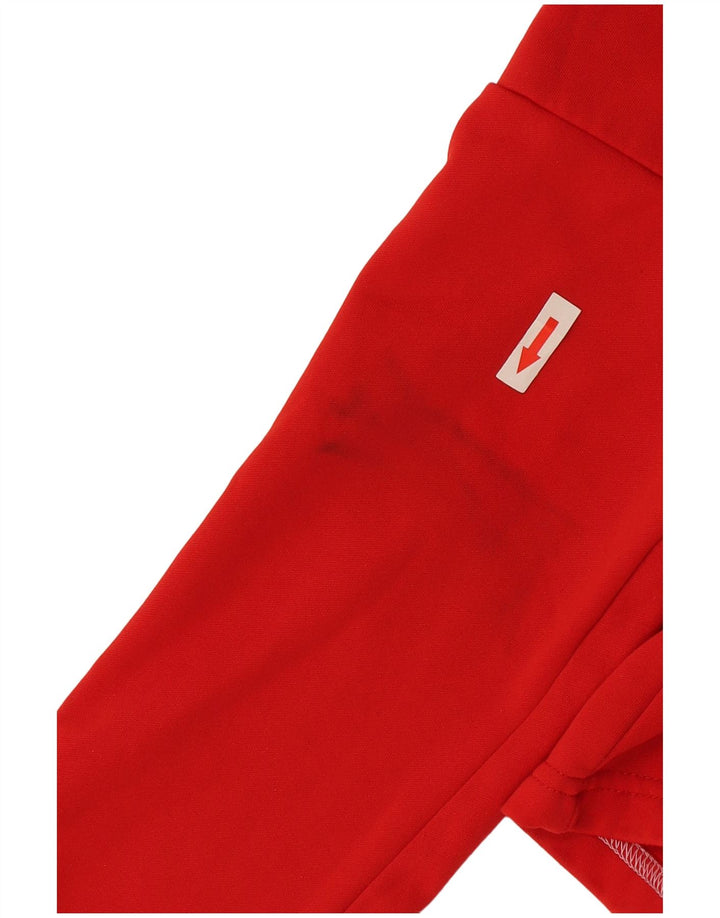 Nike Mens Dri Fit Zip Neck Top Long Sleeve Medium Red Colourblock Polyester