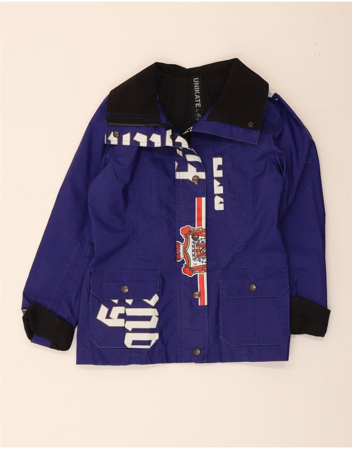 UNIKATE BY HARRY HENGST Womens Graphic Rain Jacket UK 14 Medium Blue