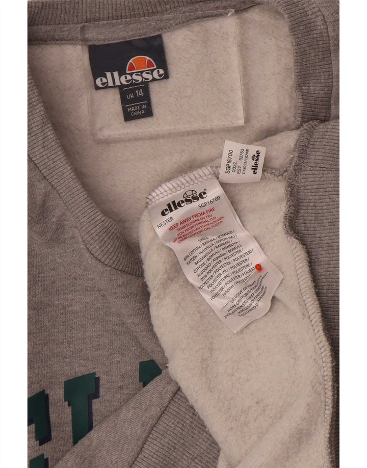 Ellesse Womens Oversized Crop Graphic Sweatshirt Jumper UK 14 Large Grey