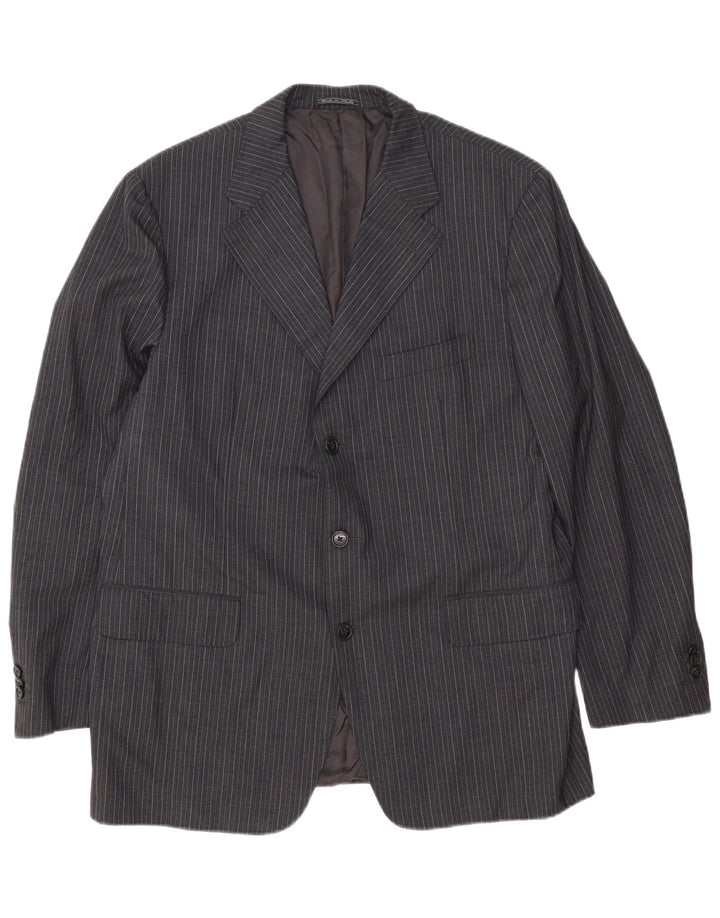 Corneliani Mens 3 Button Blazer Jacket IT 54 2XL Grey Pinstripe Virgin Wool
