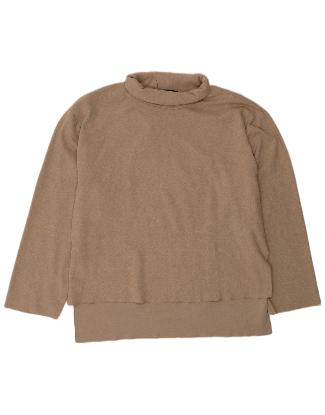 Maglione maglione collo alto da donna Zara UK 16 grande poliestere beige