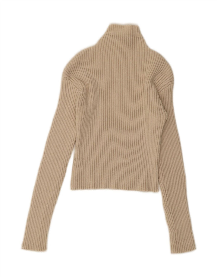 ZARA Womens Turtle Neck Jumper Sweater UK 12 Medium Beige Viscose Vintage Zara and Second-Hand Zara from Messina Hembry 