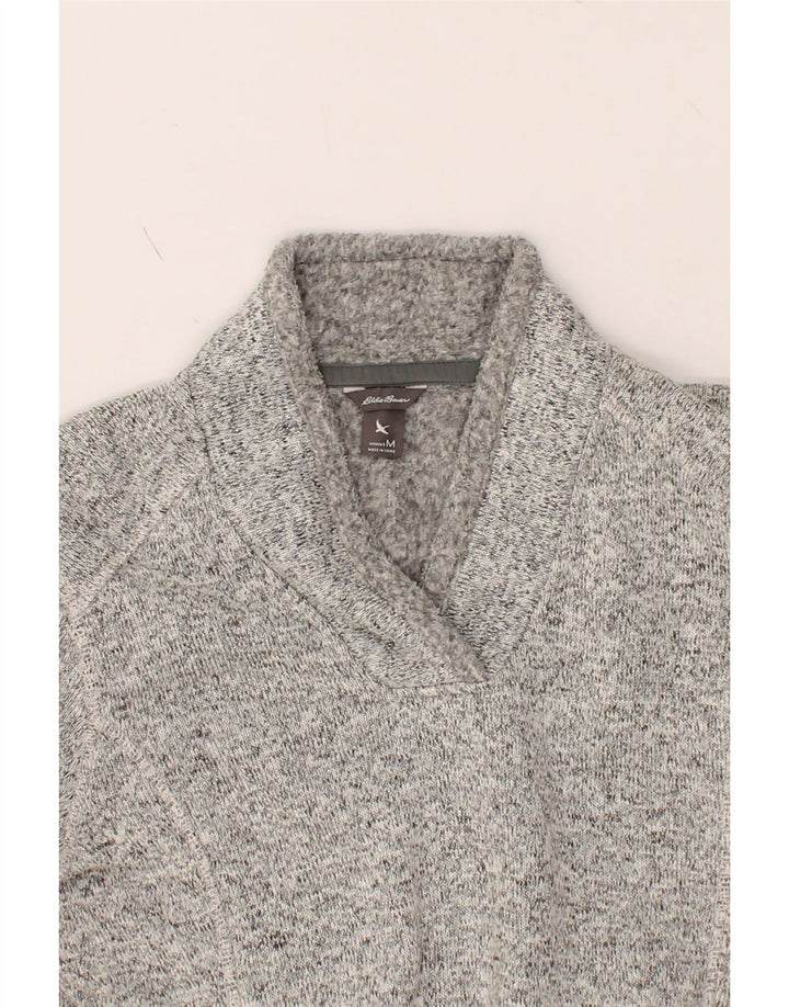EDDIE BAUER Womens Shawl Neck Jumper Sweater UK 14 Medium Grey Flecked Vintage Eddie Bauer and Second-Hand Eddie Bauer from Messina Hembry 