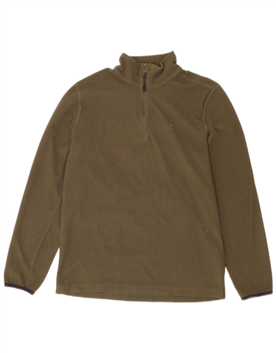 CHAMPION Mens Zip Neck Fleece Jumper Medium Khaki Polyester