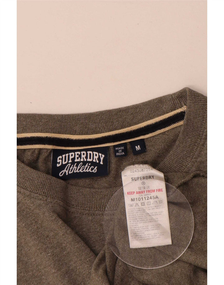 Superdry Mens T-Shirt Top Medium Khaki Flecked Cotton