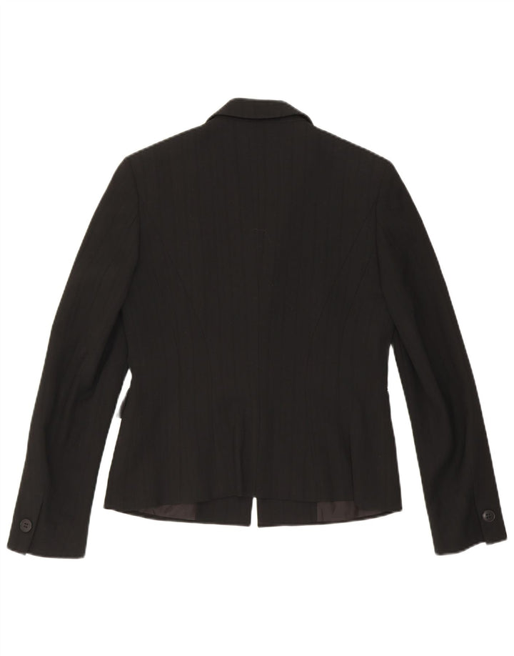 MARELLA Womens 2 Button Blazer Jacket UK 12 Medium Black Striped Wool