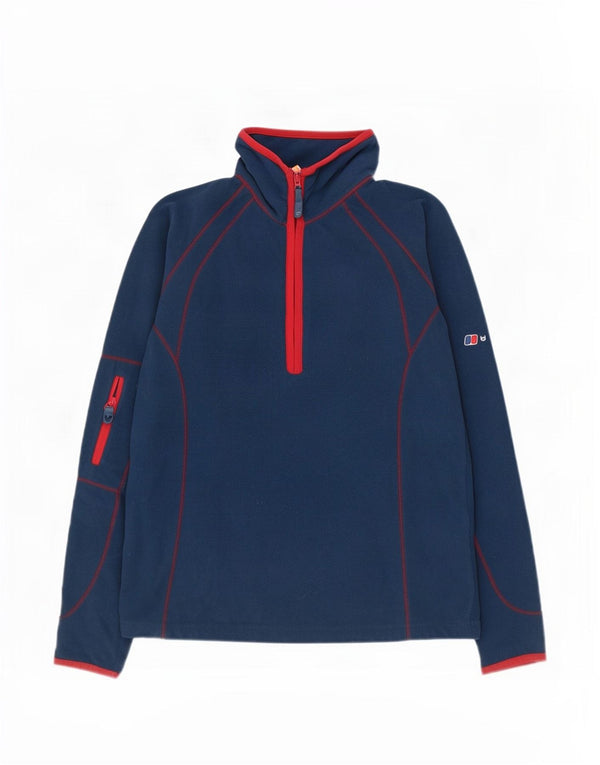 Maglione in pile da donna Berghaus con zip e collo UK 10 Small Blue Colourblock
