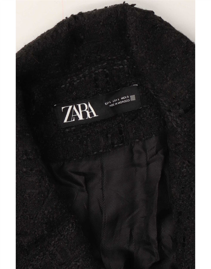 Zara Womens Pardessus UK 16 Large Noir Moucheté