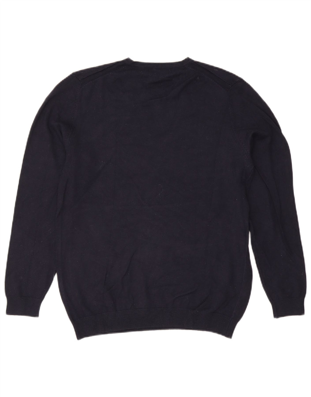 Zara Mens V-Neck Jumper Sweater Large Navy Blue