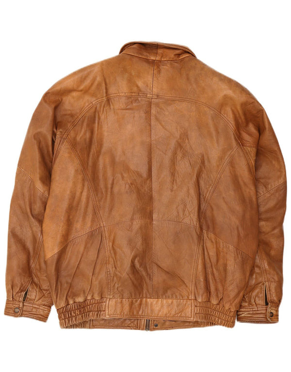 Vintage Mens Leather Jacket IT 56 2XL Brown