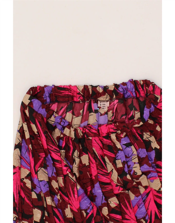 VINTAGE Womens Abstract Pattern Pleated Skirt One Size W30 Burgundy Vintage Vintage and Second-Hand Vintage from Messina Hembry 
