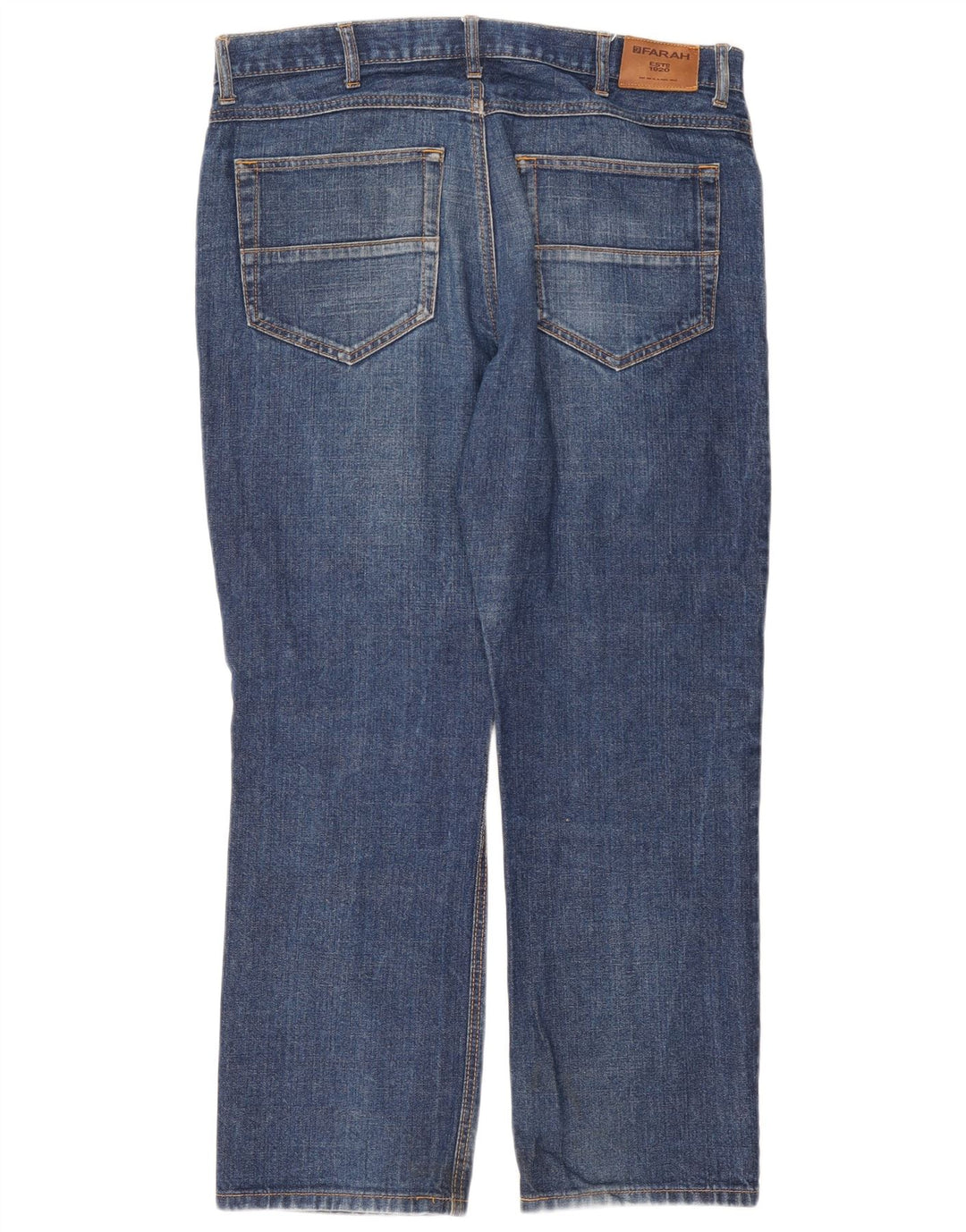 Farah Mens Straight Jeans W36 L30 Blue Cotton
