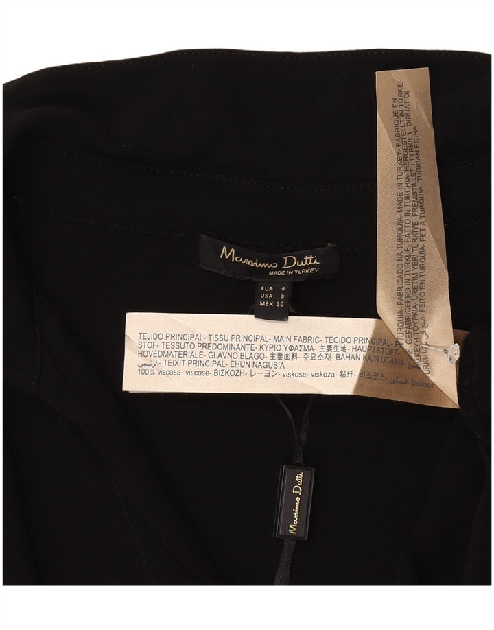 Massimo Dutti Womens Long Sleeve Blouse Top UK 10 Small Black Viscose