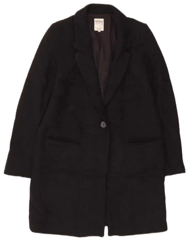 Zara Femme Pardessus UK 10 Petite Laine Noire