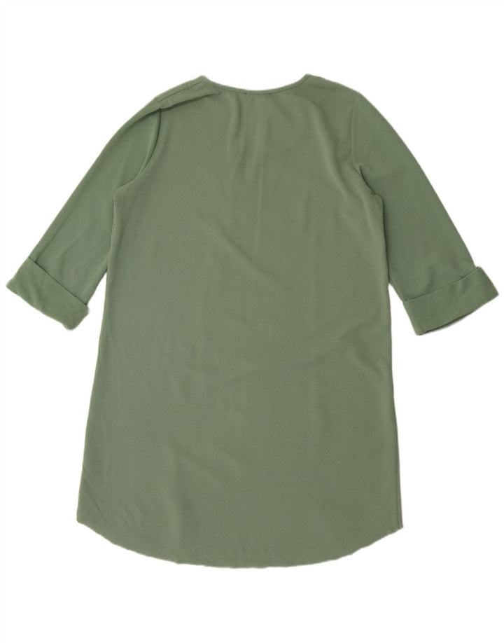 Zara Womens 3/4 Sleeve Oversized Shift Dress UK 10 Small Green