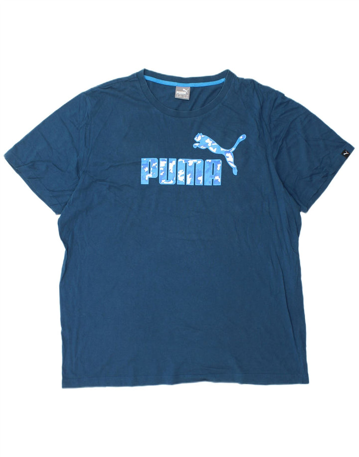 PUMA Mens Graphic T-Shirt Top 2XL Navy Blue