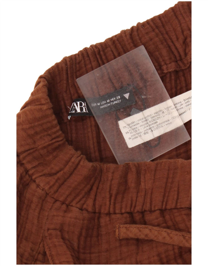 Zara Womens Slim Casual Trousers Medium W28 L28 Brown Cotton