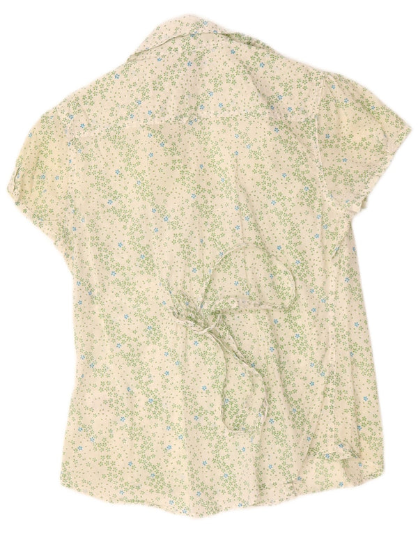 White Stuff Womens Short Sleeve Shirt Blouse UK 12 Medium Floral Cotton