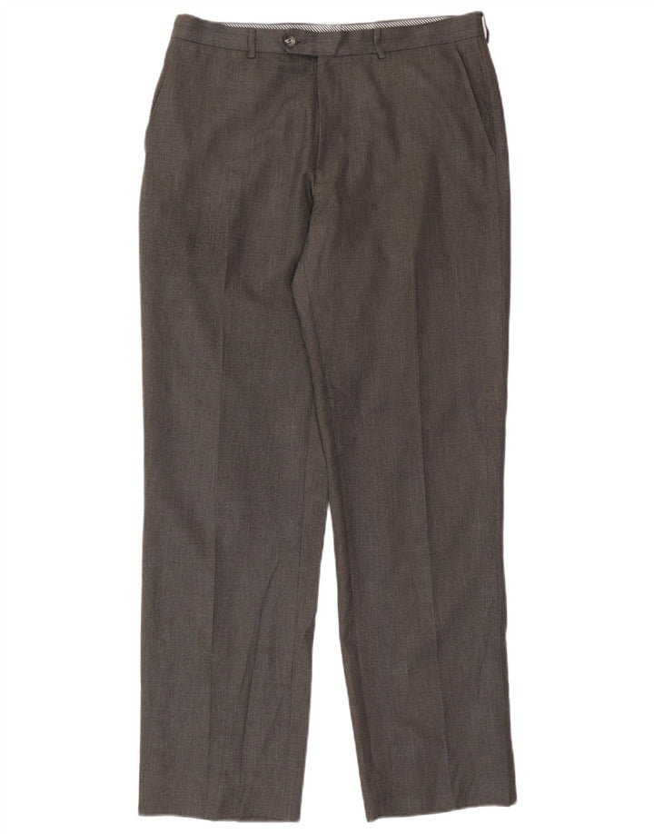 Marks & Spencer Mens Straight Suit Trousers W34 L33 Grey Polyester