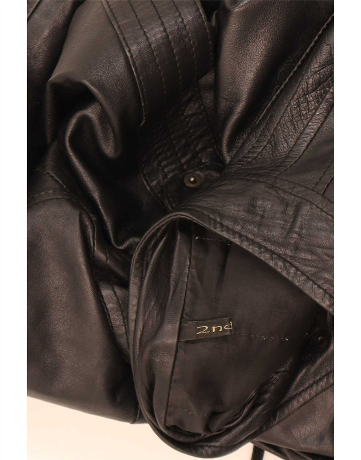 Vintage hombres cuero biker chaqueta IT 46 pequeño negro