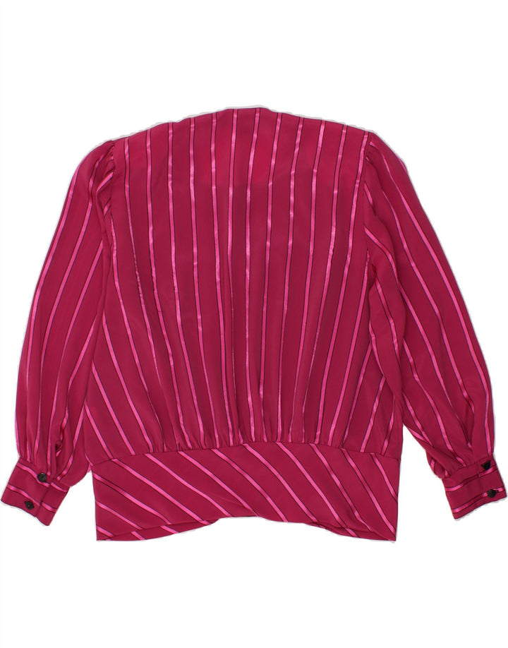 VINTAGE Womens Oversized Blouse Top UK 16 Large Pink Striped Polyester Vintage Vintage and Second-Hand Vintage from Messina Hembry 