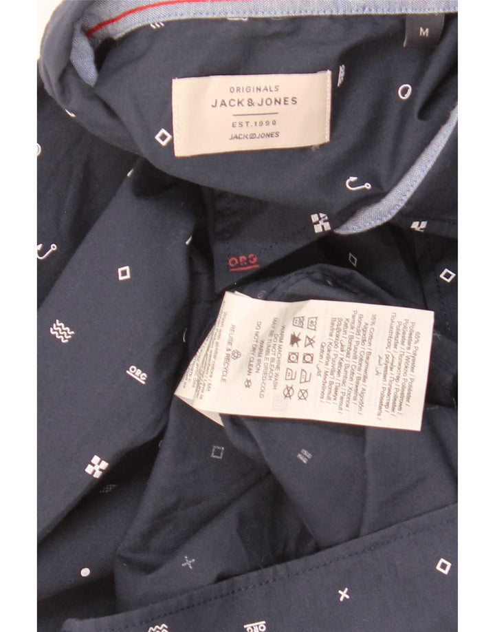 Jack & Jones Ανδρικό πουκάμισο με αφηρημένο σχέδιο από μεσαίο μπλε πολυεστέρα