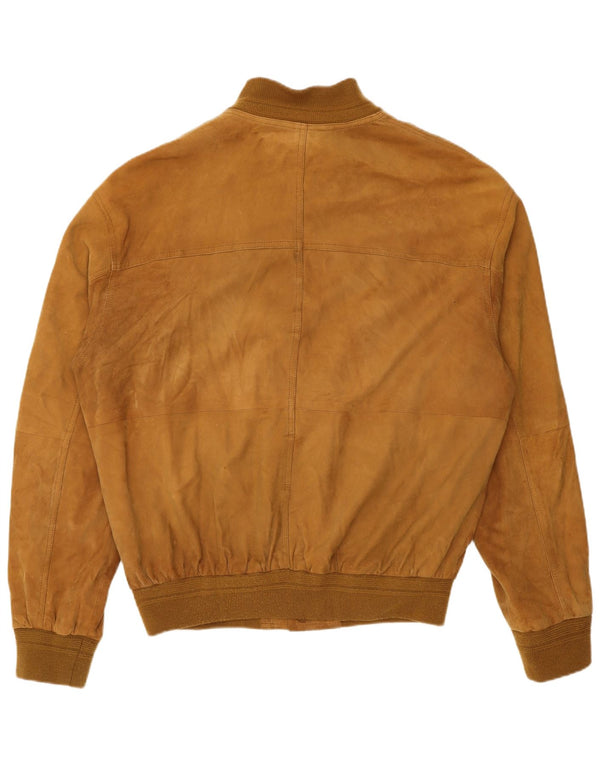 Giubbotto bomber vintage in pelle scamosciata da uomo IT 54 2XL in pelle beige