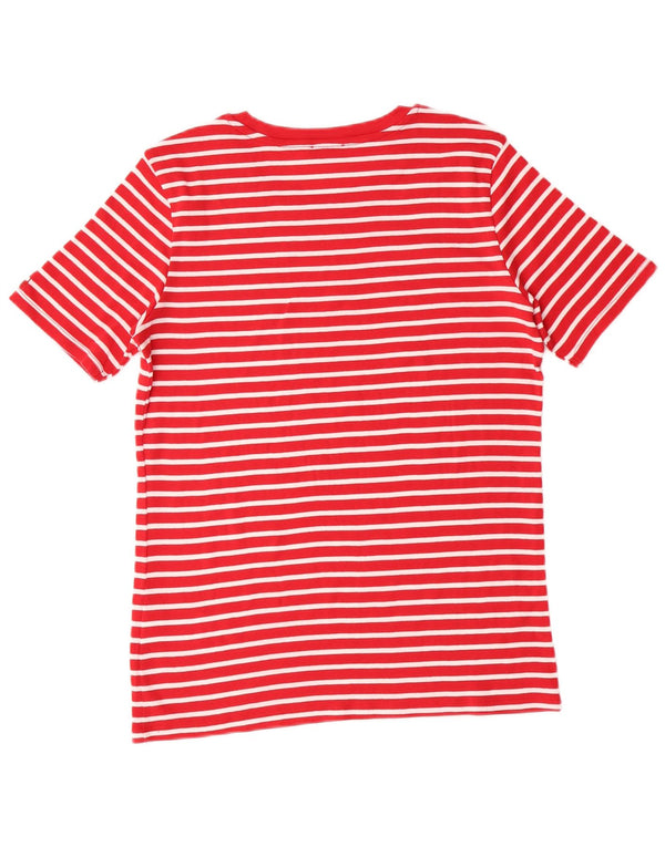 Benetton Womens T-Shirt Top UK 14 Large Red Striped Cotton