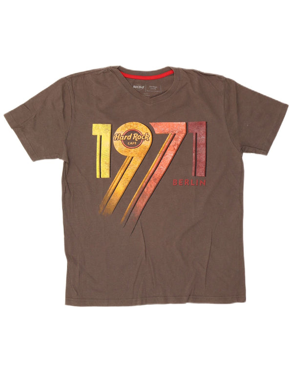 Hard Rock Cafe Mens Berlin Graphic T-Shirt Top Small Brown Cotton