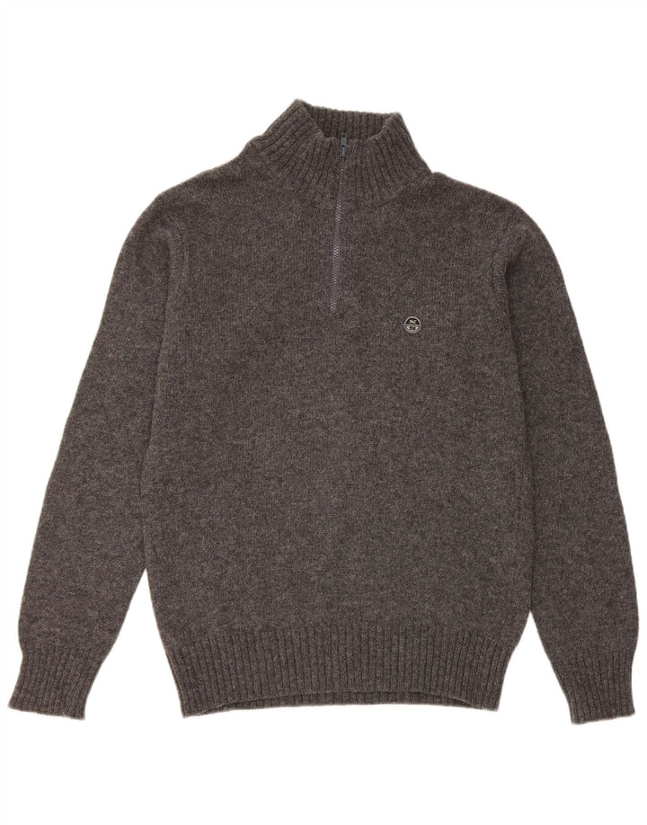 North Sails Herre Zip Neck Jumper Sweater Large Grå Flecked