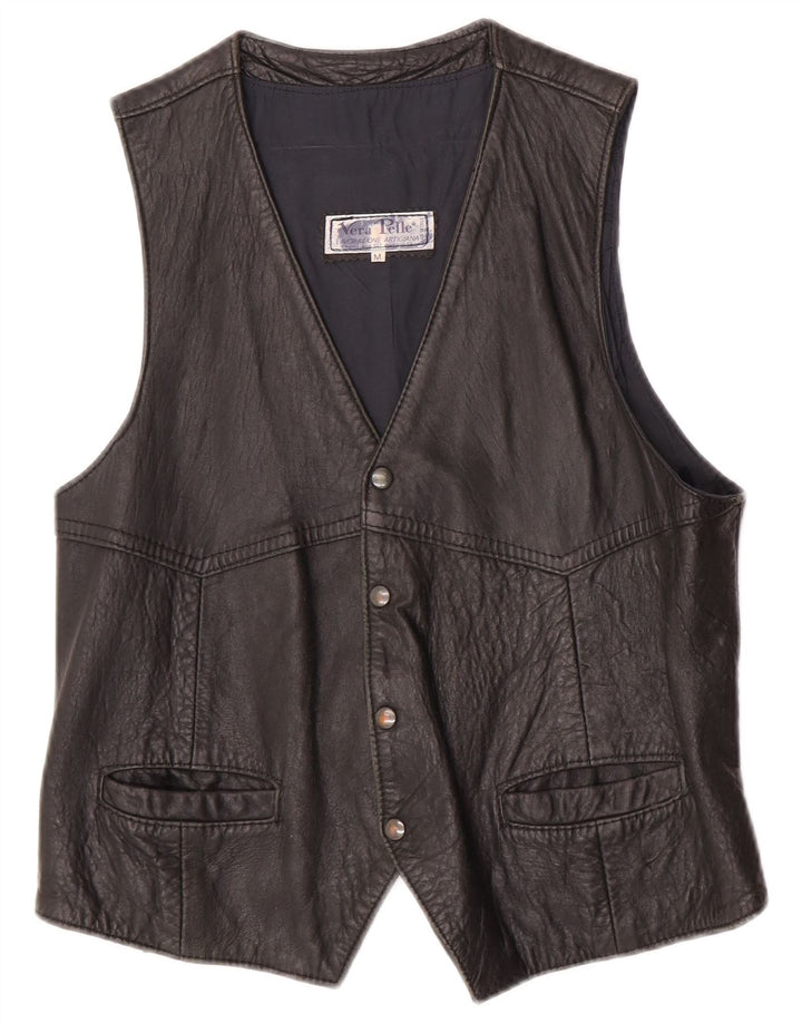 Vintage herre læder vest mellem sort læder