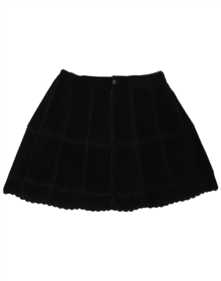 Vintage Womens Suede Mini Skirt W28 Medium Black Plaid
