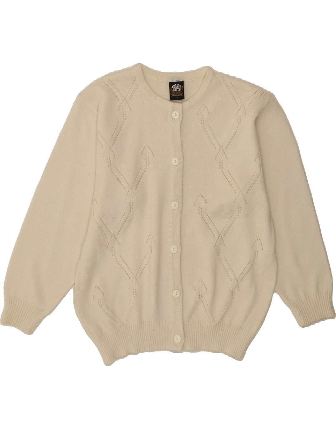 GOLDEN GATE Womens Cardigan Sweater IT 42 Medium White Acrylic Vintage Golden Gate and Second-Hand Golden Gate from Messina Hembry 