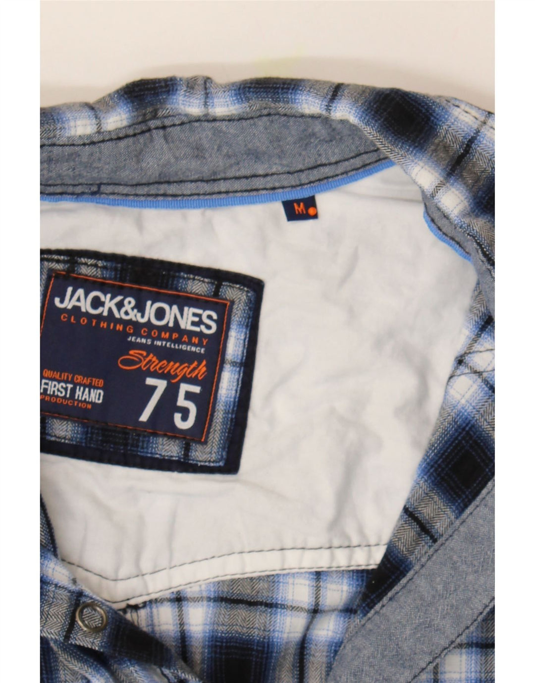 JACK & JONES Mens Short Sleeve Shirt Medium Navy Blue Check Vintage Jack & Jones and Second-Hand Jack & Jones from Messina Hembry 
