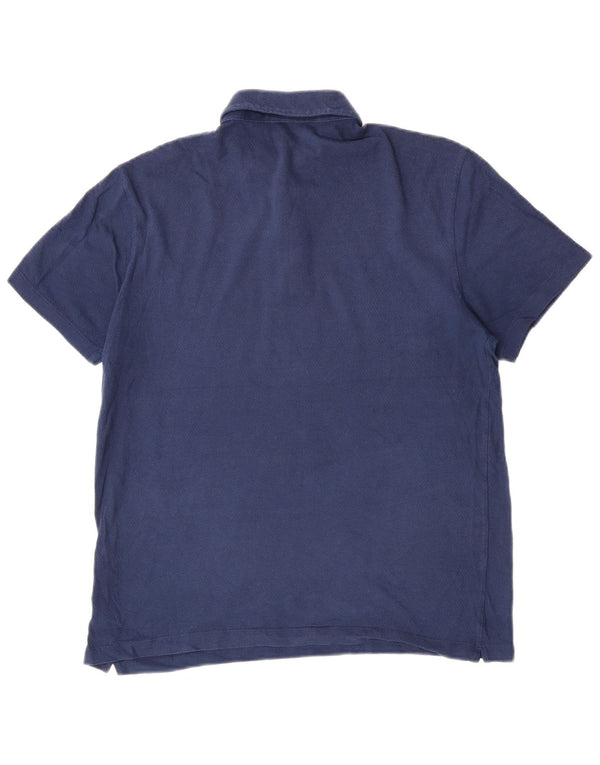 Massimo Dutti Mens Polo Shirt Large Blue Cotton