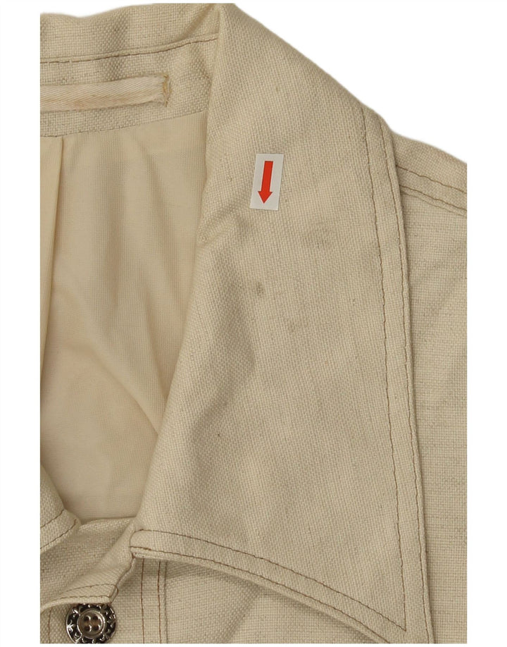 Vintage Womens Crop Bomber Jacket IT 48 XL Beige