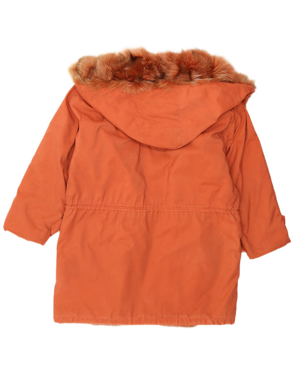 Vintage Dame Hætte Loose Fit Windbreaker Coat UK 14 Large Orange