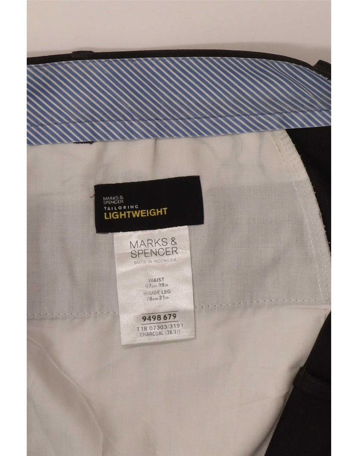 Marks & Spencer Mens Straight Suit Trousers W38 L31 Grey Polyester