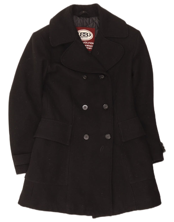 Bomb Boogie Womens Double Breasted Coat UK 10 Small Black Wool