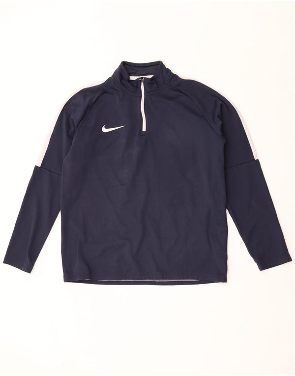 Nike Mens Dri Fit Pullover Treino Top Médio Azul Marinho Colourblock