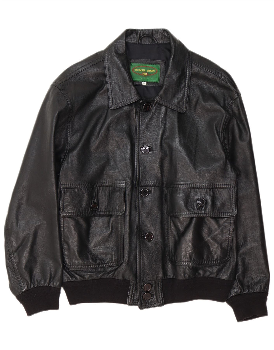 Roberta Ferrini Herren Lederjacke IT 50 Large Schwarz