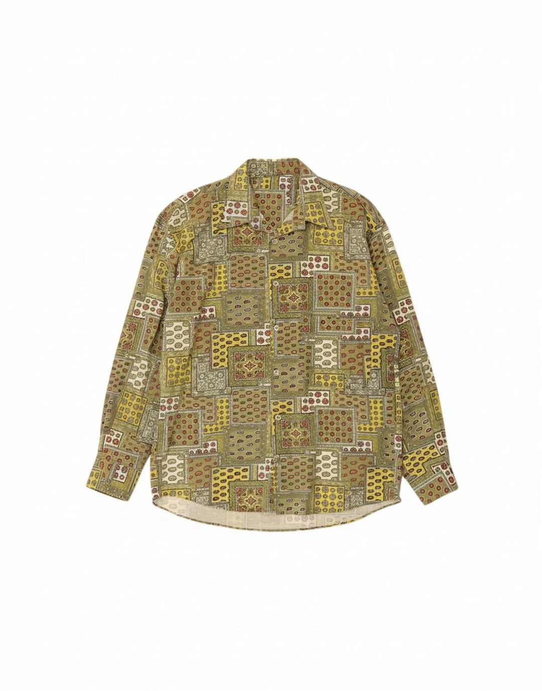 VINTAGE Mens Shirt XL Green Patchwork Cotton Vintage Vintage and Second-Hand Vintage from Messina Hembry 