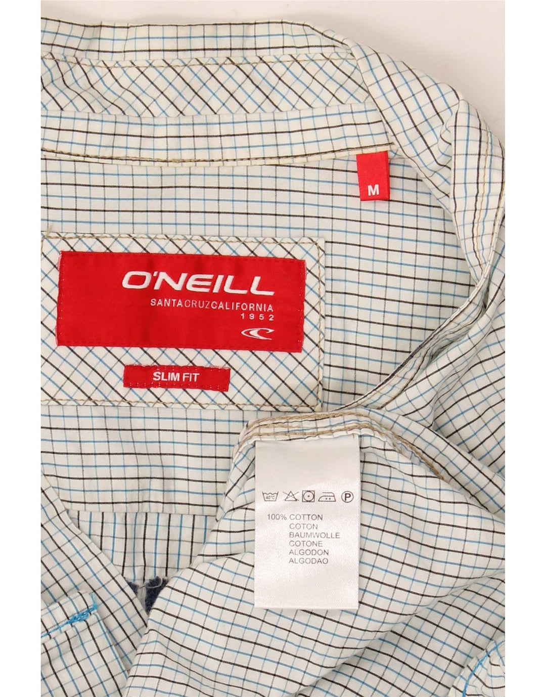 O'Neill Mens Graphic Slim Fit Shirt Medium Blue Check Cotton