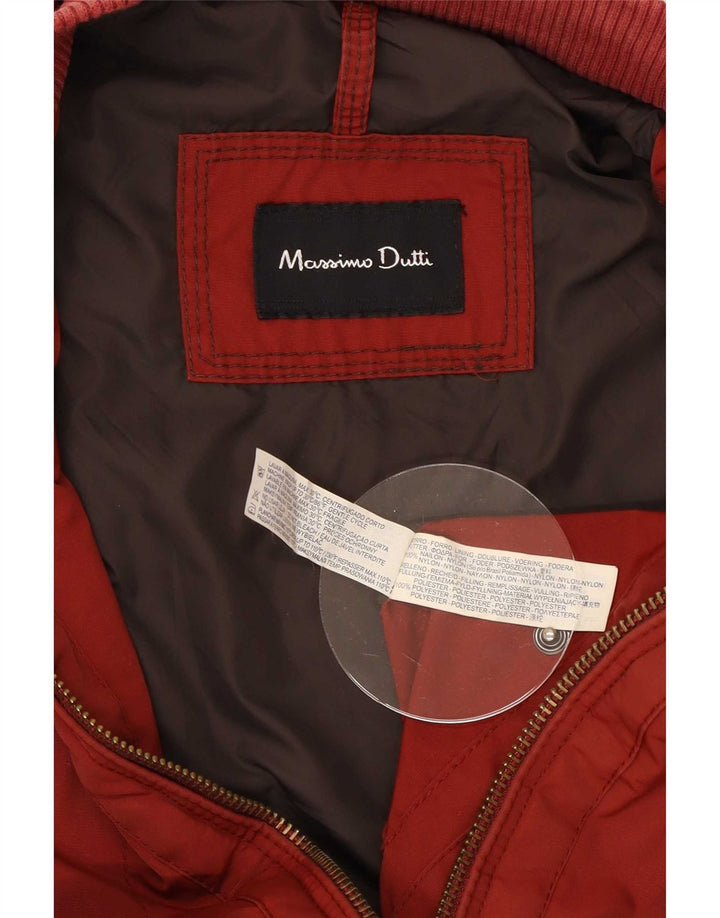 Massimo Dutti Chaqueta Bomber para Hombre UK 40 Large Nylon Rojo