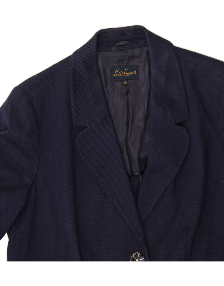 LUISA SPAGNOLI Womens 3/4 Sleeve 2 Button Blazer Jacket IT 50 XL Navy Blue Vintage Luisa Spagnoli and Second-Hand Luisa Spagnoli from Messina Hembry 