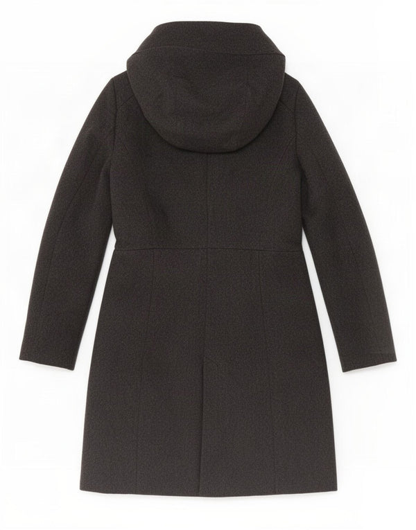 Zara Womens Hooded Full Zip Overcoat UK 14 Large Grey