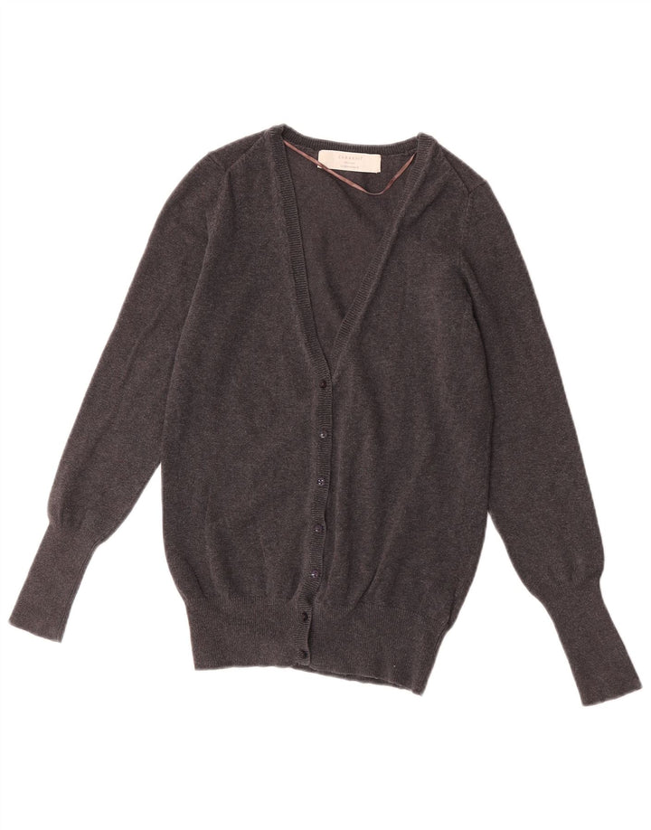 Zara Dame Cardigan Sweater UK 12 Medium Grey Bomuld