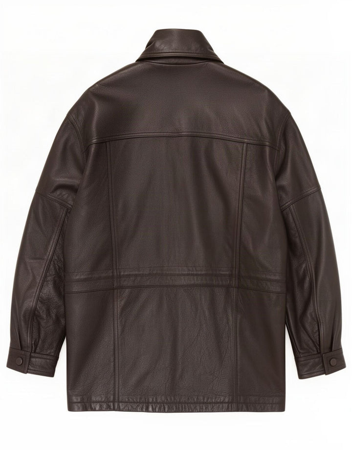 Kartel Mens Leather Coat UK 40 Large Brown