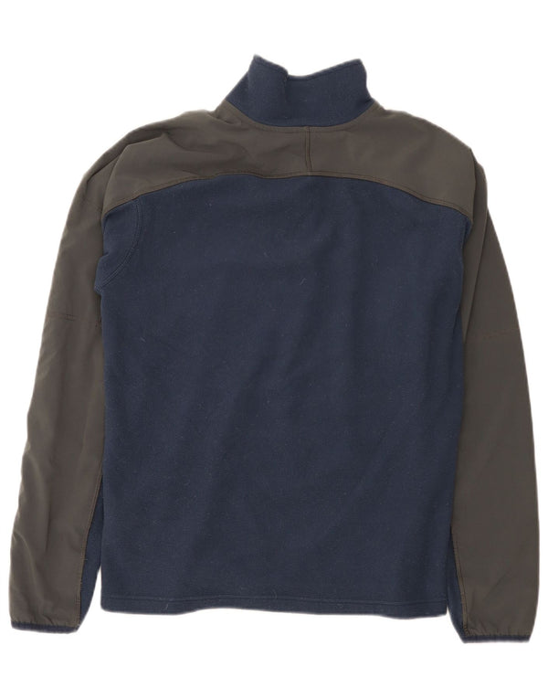 The North Face Mens Zip Neck Fleece Jumper Small Navy Blue Colourblock