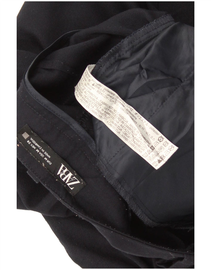 Pantaloni corti dritti da donna Zara medi W28 L25 poliestere blu navy